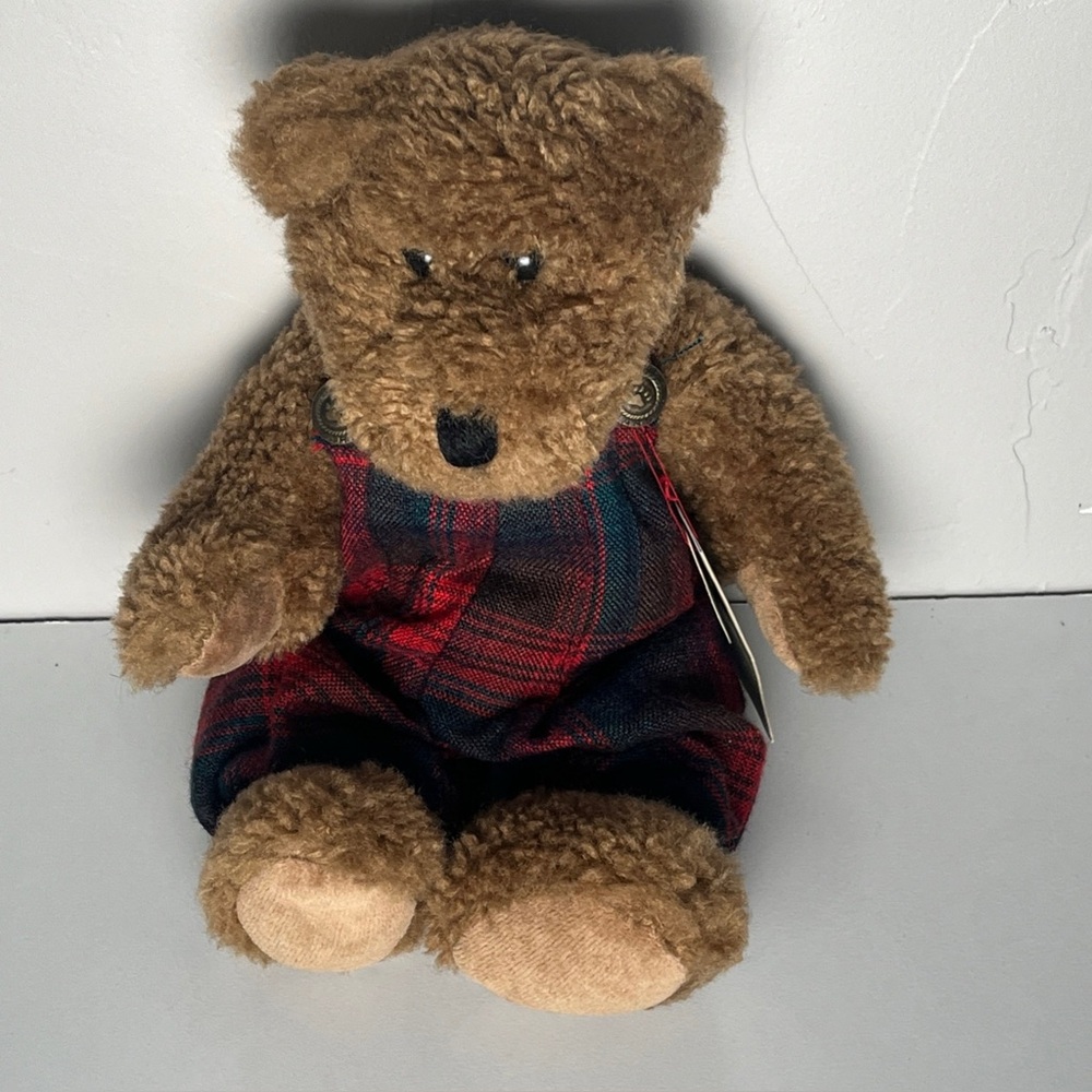 Boyds Bears BURL #91761 Plush 10” 🐻 w/Red & Black Plaid Overalls 1996 With Tags